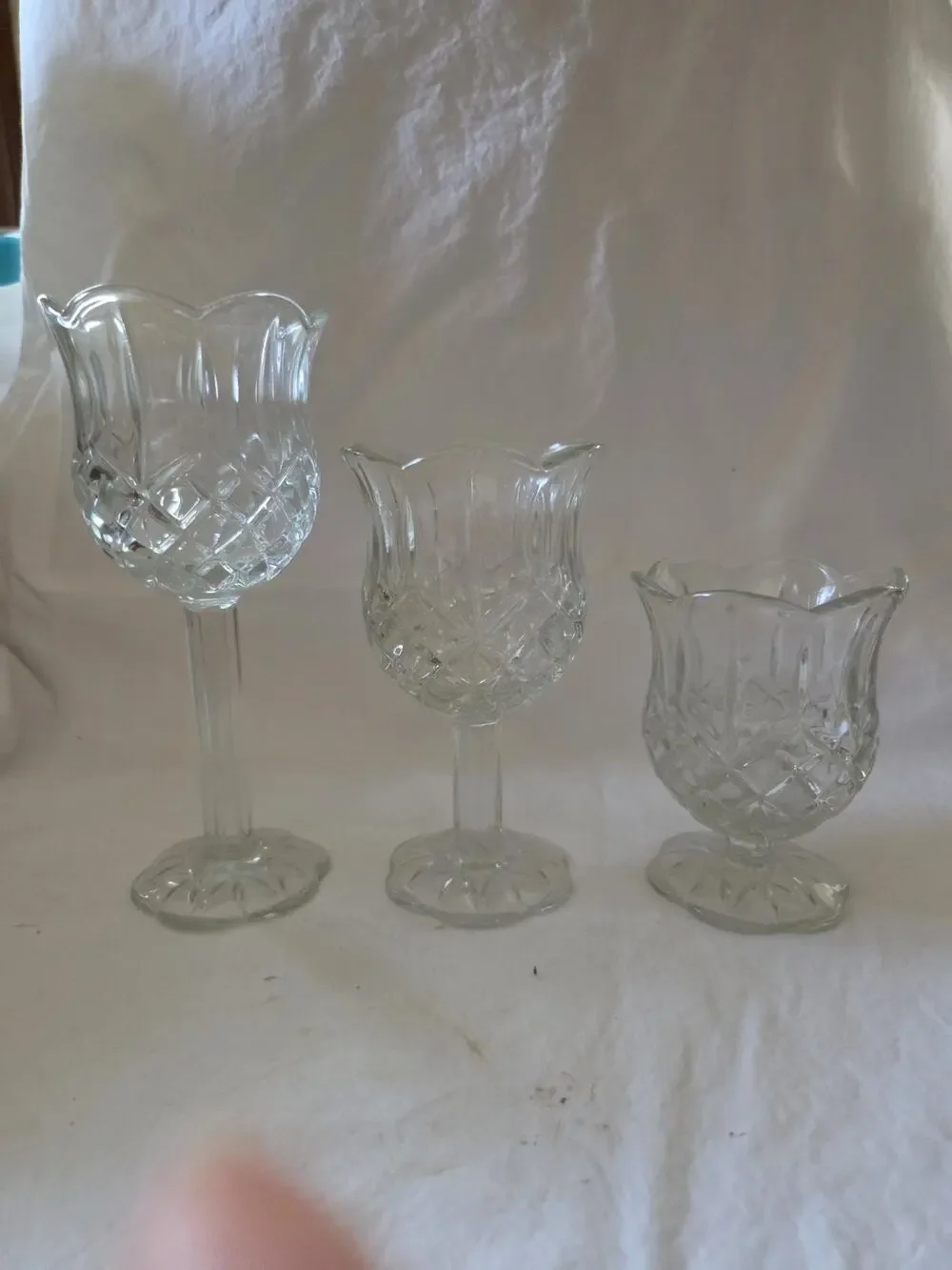 Votive Holder 3 Piece Set By Homco Clear Glass